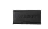 Burberry Porter Black Grained Leather Branded Logo Embossed Clutch Flap Wallet -   -  Burberry.
